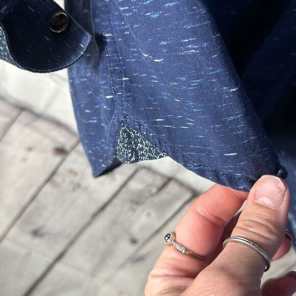 Ted Baker Pantheo Mens Blue Nepped Print Cotton Button Down size 5 XL - Picture 6 of 10